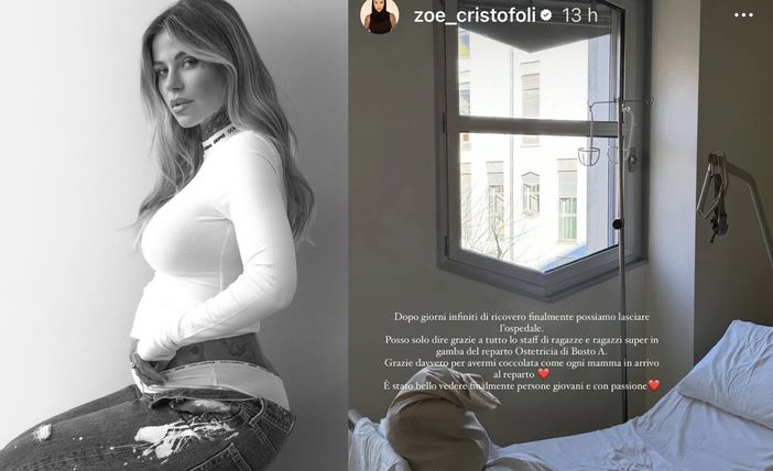 Zoe Cristofoli in una sua immagine Instagram e nel post che ha diffuso Zoe Cristofoli in una sua immagine Instagram e nel post che ha diffuso