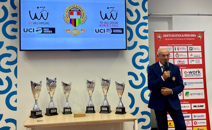 Renzo Oldani, presidente della Società Ciclistica Alfredo Binda, alla presentazione di stamattina