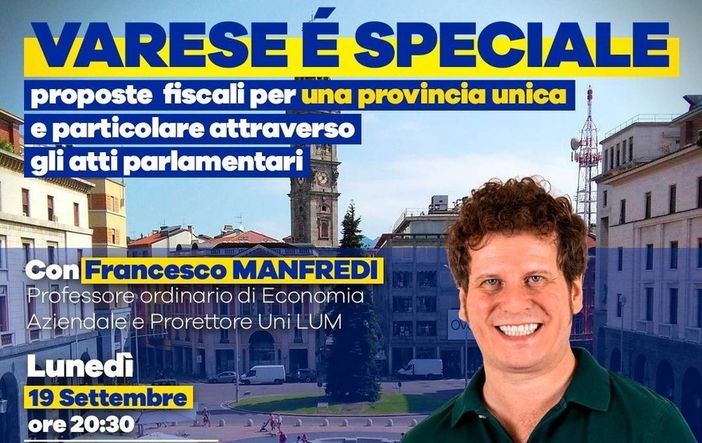 Varese, stasera un incontro con Matteo Bianchi su fiscalità agevolata per le arre di confine