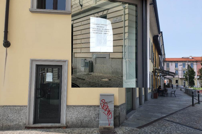 Busto, piazza Vittorio Emanuele non decolla. Sulle vetrine “l’avviso” ai vandali Busto, piazza Vittorio Emanuele non decolla. Sulle vetrine “l’avviso” ai vandali
