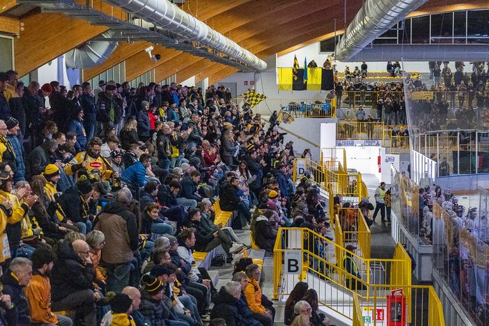 I tifosi gialloneri all'Acinque Ice Arena - Foto di Alessandro Galbiati