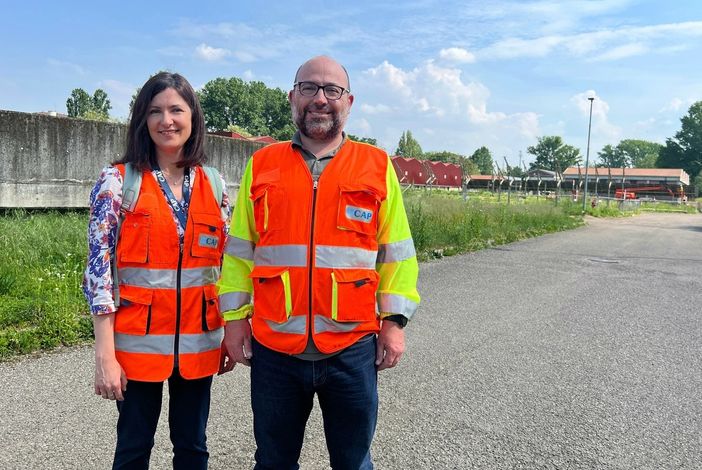 Da sinistra_ Roberta Radice, Assistente direttore lavori Alfa + Cristian Gervasoni, Direttore lavori Alfa Da sinistra_ Roberta Radice, Assistente direttore lavori Alfa + Cristian Gervasoni, Direttore lavori Alfa