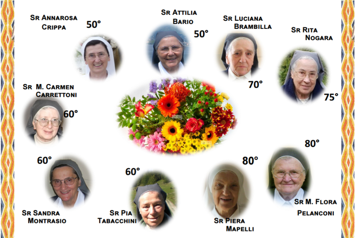 Le suore del convento di Bardello che festeggiano l'anniversario di professione religiosa