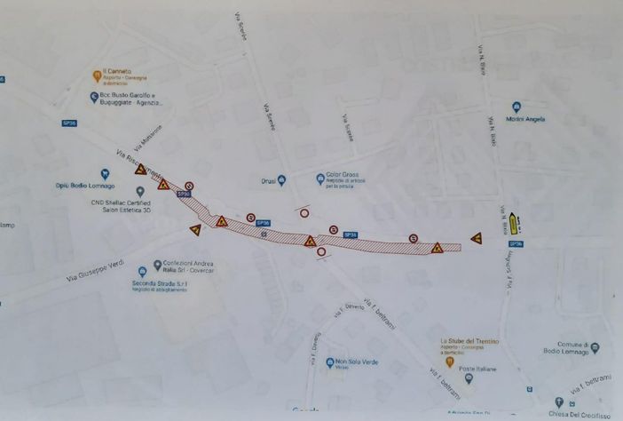 Bodio Lomnago, da lunedì senso unico alternato sulla Sp 36 Bodio Lomnago, da lunedì senso unico alternato sulla Sp 36