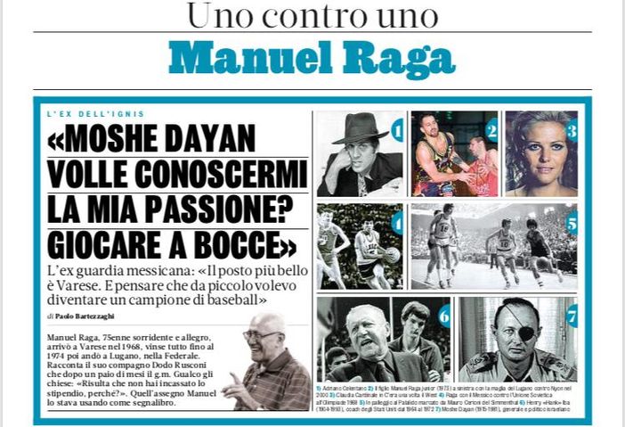 L'intervista di Paolo Bartezzaghi a Manuel Raga per la "Gazzetta dello Sport" in edicola oggi