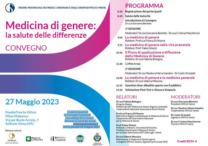 Medicina di genere, il convegno annuale dell’Ordine dei Medici di Varese guarda al futuro