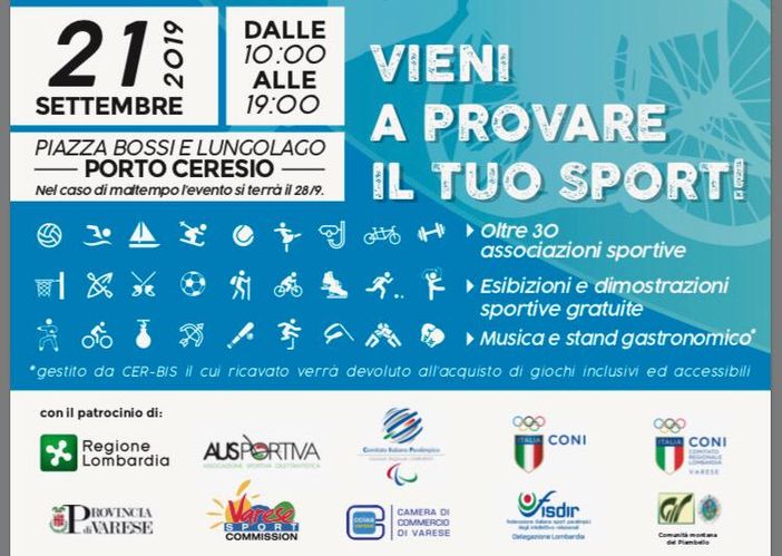 Sport e solidarietà, a Porto Ceresio arriva la festa "Lo Sport è per tutti"