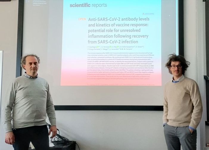 Due fotografie dei professori Insubria Francesco Gianfagna e Giovanni Veronesi