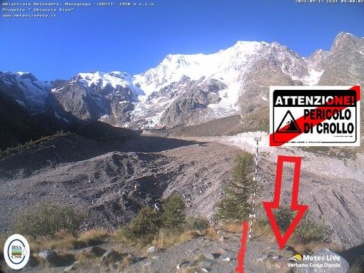 Macugnaga, così muore un ghiacciaio. Continua al Belvedere il crollo della morena Macugnaga, così muore un ghiacciaio. Continua al Belvedere il crollo della morena