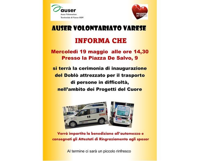 Un nuovo Doblò attrezzato per il trasporto di persone disabili per Auser Varese