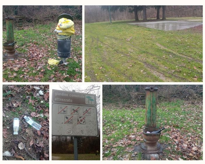 Quanti rifiuti abbandonati nel giardino di largo Gajard