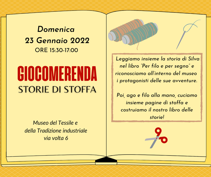 Al Museo del Tessile, la giocomerenda “Storie di stoffa” Al Museo del Tessile, la giocomerenda “Storie di stoffa”