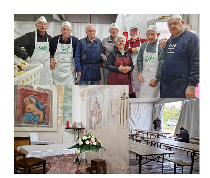 Volontari al lavoro e la chiesetta nel cuore dei sinaghini e non solo - foto per cortesia di Agostino Di Francesco