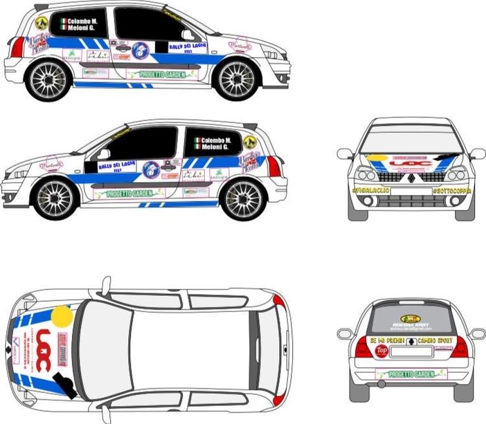 Il disegno della livrea della Renault Clio RS N3 con cui correrà Manuel Colombo