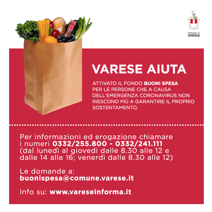 Buoni spesa anche a Varese, ecco come richiederli