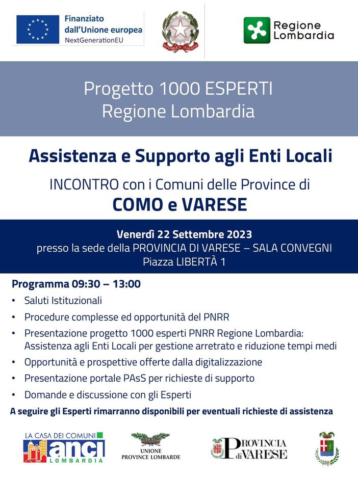 Progetto Pnrr 1000 esperti di Regione Lombardia: al via la fase 2