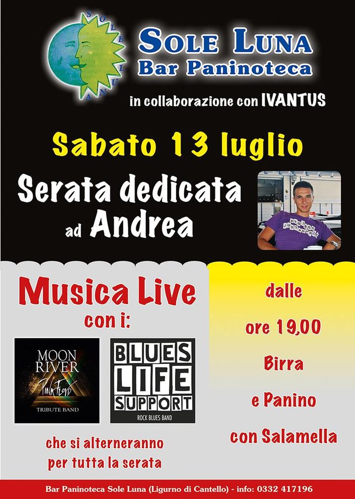 Sabato a Cantello una serata di musica e beneficenza in ricordo di Andrea Filippi: il ricavato alla onlus Sulle Ali