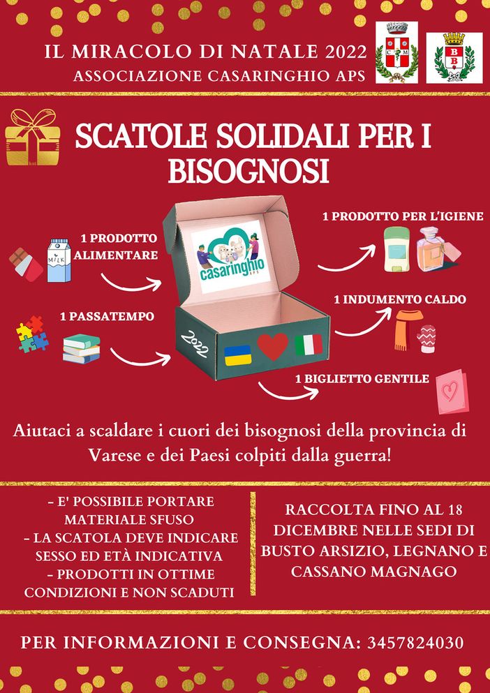 Inizia la raccolta di scatole solidali di Natale organizzata da Casaringhio