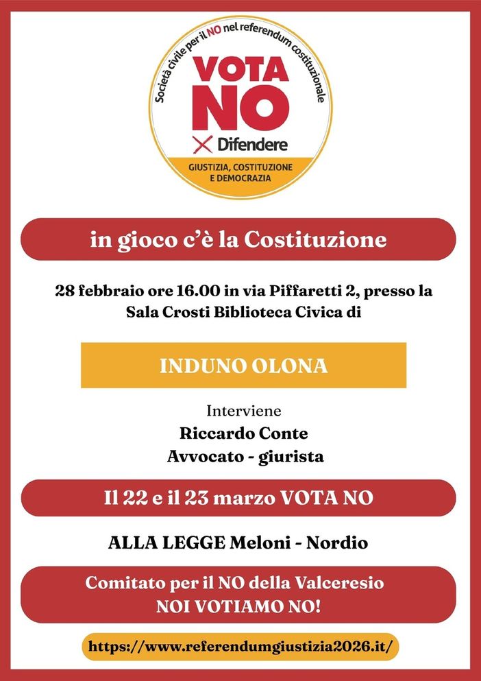 Anche in Valceresio è nato il "Comitato del NO": incontro il 28 febbraio