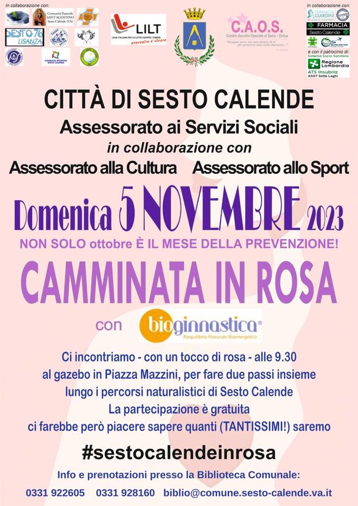 Camminata in rosa a Sesto Calende per combattere il tumore al seno