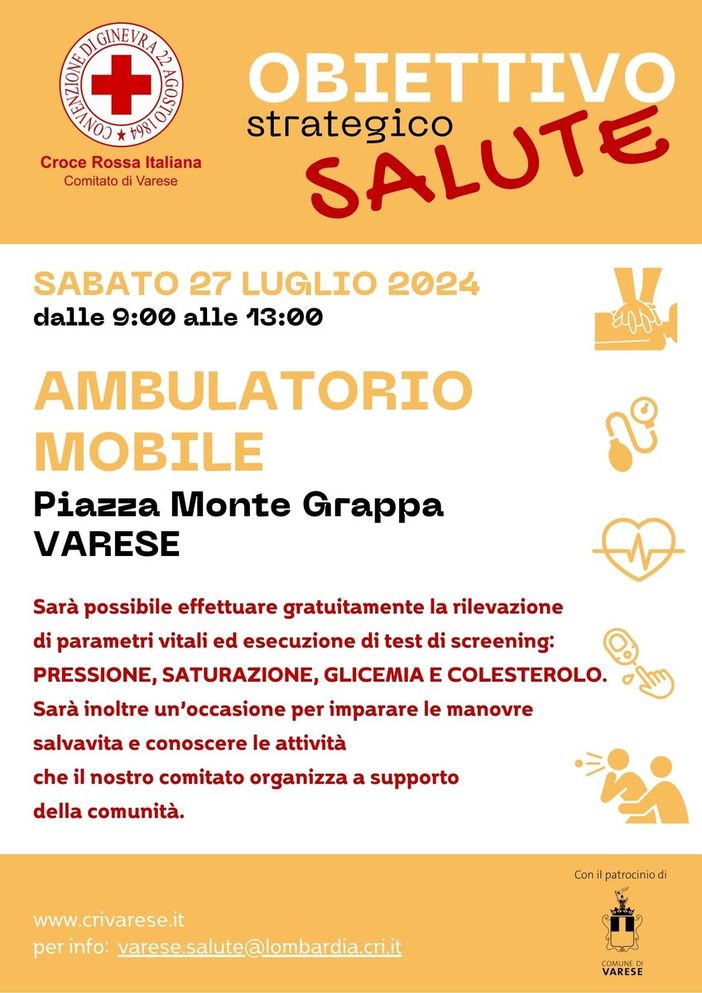 Ambulatorio mobile e screening gratuiti: la Cri in piazza Monte Grappa a Varese Ambulatorio mobile e screening gratuiti: la Cri in piazza Monte Grappa a Varese