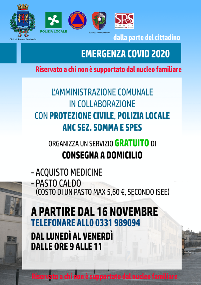 Covid-19, il Comune di Somma si mobilita per anziani soli e commercianti