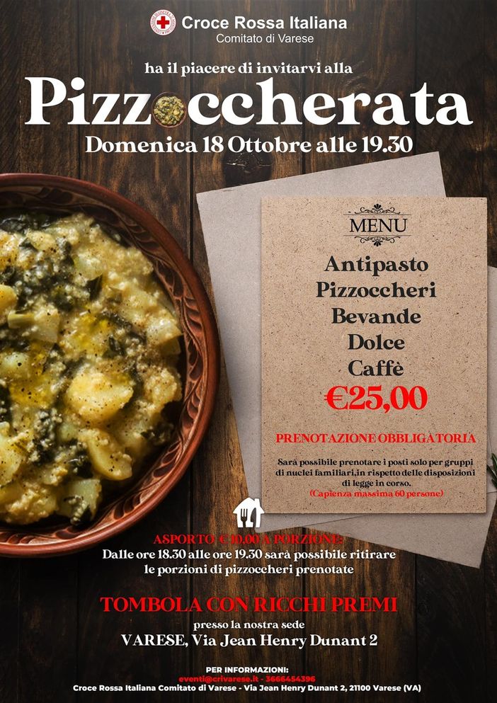 A Varese una pizzoccherata per sostenere la Croce Rossa A Varese una pizzoccherata per sostenere la Croce Rossa