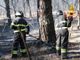 I vigili del fuoco al lavoro sull'incendio