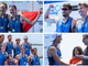 L'oro di Alice Codato, prima in alto a sinistra, insieme a Laura Meriano nel due senza e l'argento di Gabriel Soares (è il primo a sinistra in alto nella foto) con Niels Torre nel doppio. Qui sopra l'otto di bronzo con Giovanni Codato e Francesco Pallozzi della Gavirate e il ministro Giorgetti mentre premia il quattro di coppia d'oro (foto Emanuele Scordo)