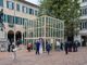 La "gabbia" posizionata in piazza del Podestà
