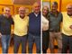 A sinistra Chicco Prati tra Vito de Lorentiis, Ernestino Ramella e Mario Grotto, amici di tante avventure in biancorosso, e a destra con i figli