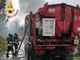 Gornate Olona, in fiamme camion carico di asfalto