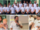 I Mastini sono davvero una famiglia che cresce: sopra la squadra alla Villa Napoleonica per la presentazione, sotto da sinistra Marcello Borghi e Alessio Piroso in versione papà con capitan Andrea Vanetti che lo sarà a breve