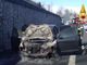 Auto in fiamme sull'autostrada A8 tra Cavaria e la barriera di Gallarate Nord Auto in fiamme sull'autostrada A8 tra Cavaria e la barriera di Gallarate Nord