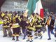 Il trionfale giro di pista in via Albani della Kronenbourg scudettata per la seconda volta dopo il 3-0 nella serie finale con il Fassa del 4 marzo 1989