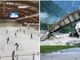 A sinistra la pista dell'Acinque Ice Arena, a destra il palaghiacico di Prato Sornico completamente distrutto