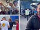 Nel collage il viaggio dei ragazzini biancorossi che cantano &quot;Forza Varese&quot; sui pullman verso la Croazia, Angelo Bruno, direttore dell'Accademia, e un gruppetto con maglie del club e dei Mastini alla partenza dallo stadio