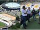Gli impianti di Masnago accanto all'Allianz Stadium, dove il direttore generale dell'arena Francesco Gianello ha accolto Andrea Civati, Stefano Malerba, Emiliano Bezzon e Gianluca Gardelli