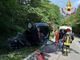 L'auto coinvolta nell'incidente a Travedona Monate