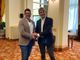 Carlo Bino e Matteo Malfatti alla presentazione della nuova società giallonera, l'HCMV Varese Hockey, al Palace Hotel di Varese