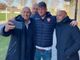 Il saluto a Jacopo Copreni (al centro) da parte di Stefano Pertile, del ds Gianni Califano, dell'addetto stampa Vincenzo Basso e di tutti noi