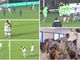 Nelle due foto in alto il rigore di Scapinello e l'esultanza del 2-1. Qui sopra quella del capitano con i compagni dopo l'1-0 e la gioia finale in spogliatoio