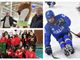 Il viaggio verso le Olimpiadi del 2026 di Tina e Milo inizia dal palaghiaccio di Varese (sopra il sindaco Galimberti e l'assessore Malerba) e dalla scuola Pascoli (sotto gli alunni con l'assessore Dimaggio). A destra un momento della semifinale del Memorial Ciaz vinta dalla Slovacchia sull'Italia nella foto di Marco Guariglia