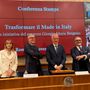 Da sinistra Silvana Pezzoli, vicepresidente Confindustria Moda, Luca Sburlati, presidente, Giorgio Maria Bergesio senatore, Gianfranco Di Natale direttore generale CM Da sinistra Silvana Pezzoli, vicepresidente Confindustria Moda, Luca Sburlati, presidente, Giorgio Maria Bergesio senatore, Gianfranco Di Natale direttore generale CM