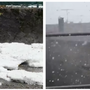A destra: la grandine in strada a Laveno. A sinistra: i chicchi su Sangiano (dai video di NatualMeteo) A destra: la grandine in strada a Laveno. A sinistra: i chicchi su Sangiano (dai video di NatualMeteo)