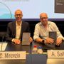 Diego Minonzio e Alessandro Sallusti alla presentazione nella sede di Confindustria Como - foto per cortesia di Antonella Corengia