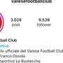 Il punto di domanda al posto del nuovo logo e la denominazione Varese Football Club al posto di Città di Varese comparsi oggi sull'Instagram ufficiale del club biancorosso