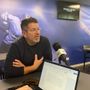 Carlo Bino durante la conferenza stampa di questa mattina al bar del palaghiaccio