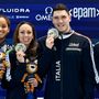 Francesco Lazzari, primo a destra, è medaglia d'oro europea (foto di Federnuoto)