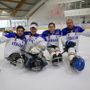I varesini della Polha in pista con la Nazionale di para ice hockey: da sinistra Gabriele Lanza, Santino Stillitano, Alessandro Andreoni e Roberto Radice